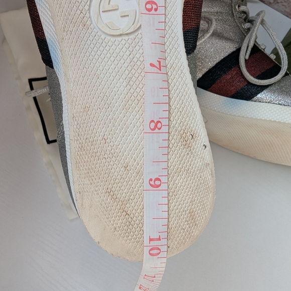 Gucci Metalic Glitter Web High-Top Sneakers - Picture 12 of 17